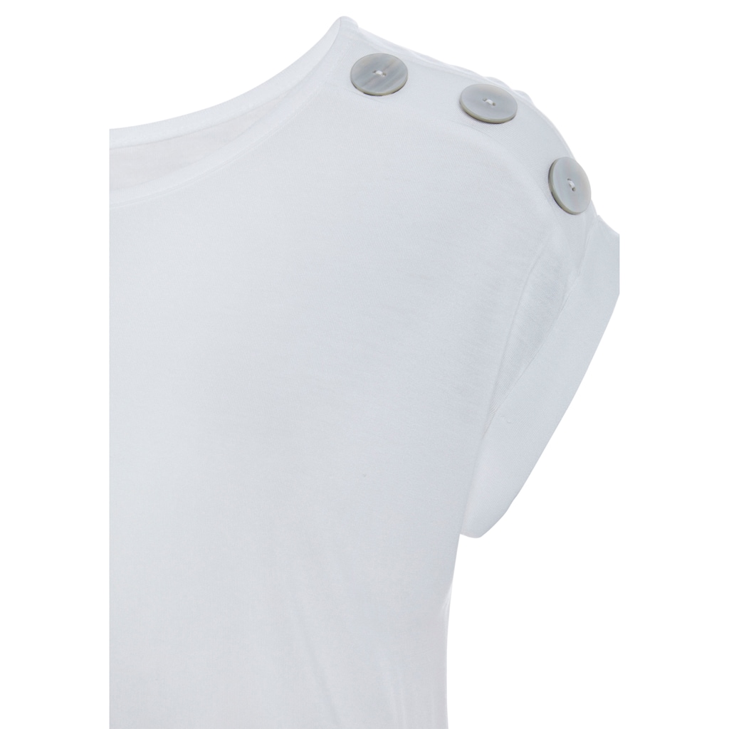 Buffalo Kurzarmshirt, mit Zierknöpfen, bequemes T-Shirt aus Jersey, Basic