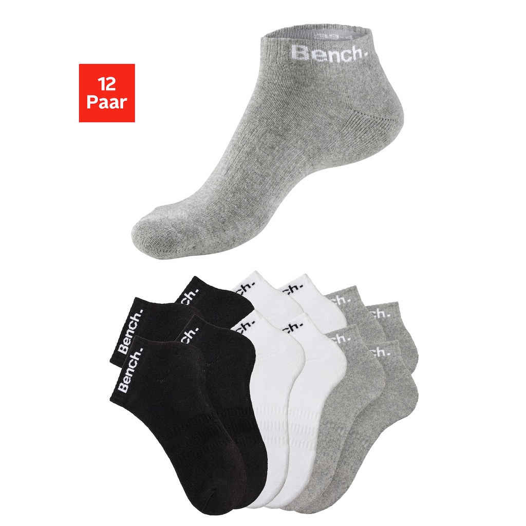 Bench. Sportsocken, (Packung, 12 Paar), Tennis Kurzsocken mit Halbfussfrottee