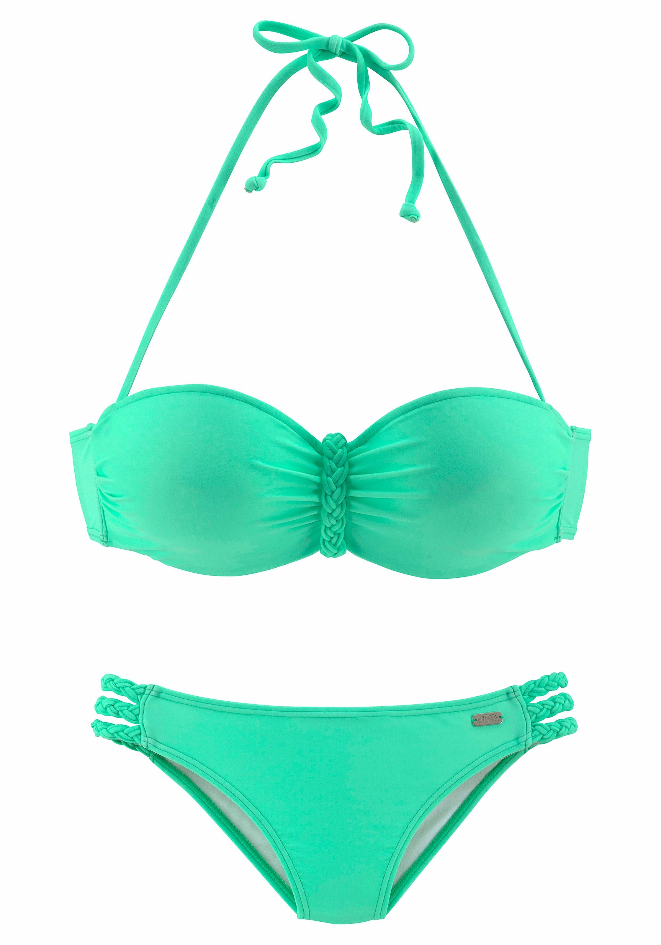 Buffalo Bügel-Bandeau-Bikini trendiger Look, mit abnehmbaren Trägern, mit geflochtenen Details