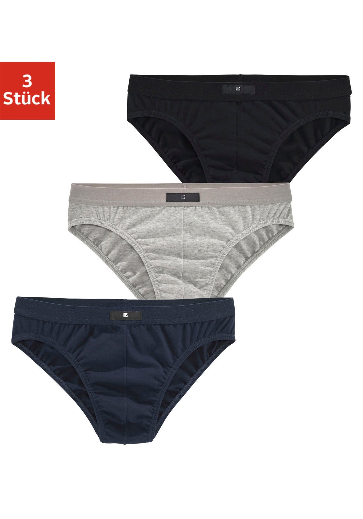 H.I.S Slip Packung, 3 Stk. mit H.I.S Logo vorn