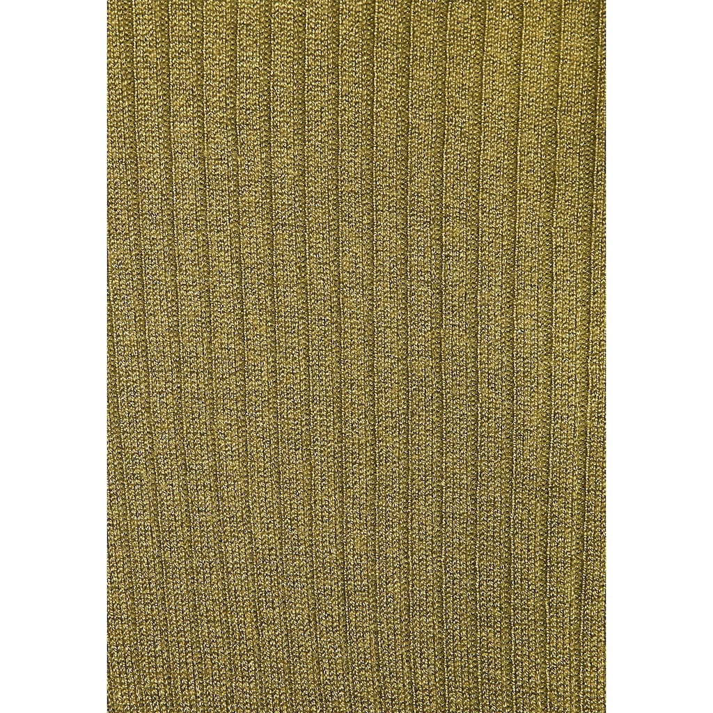 LASCANA Kurzarmpullover, mit Rippstruktur, figurbetonter Strickpullover, Basic