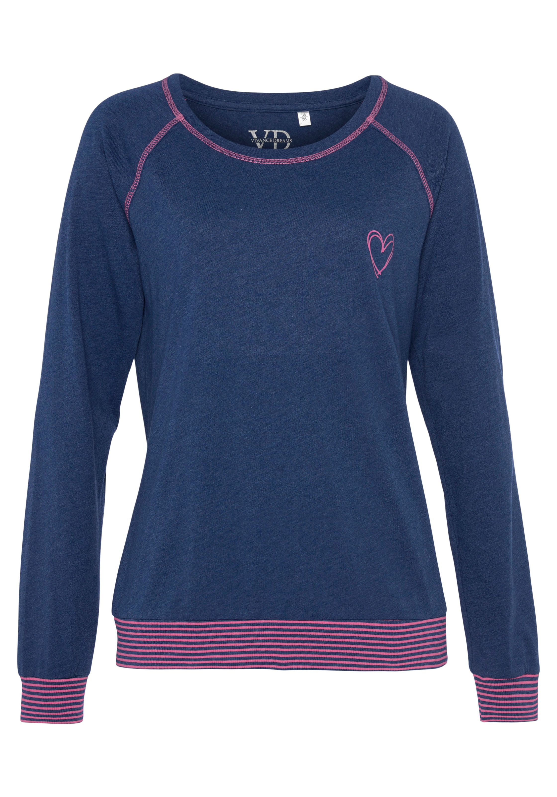 Vivance Dreams Pyjama, (2 tlg.), mit dekorativen Flatlock-Nähten in Neonfarben