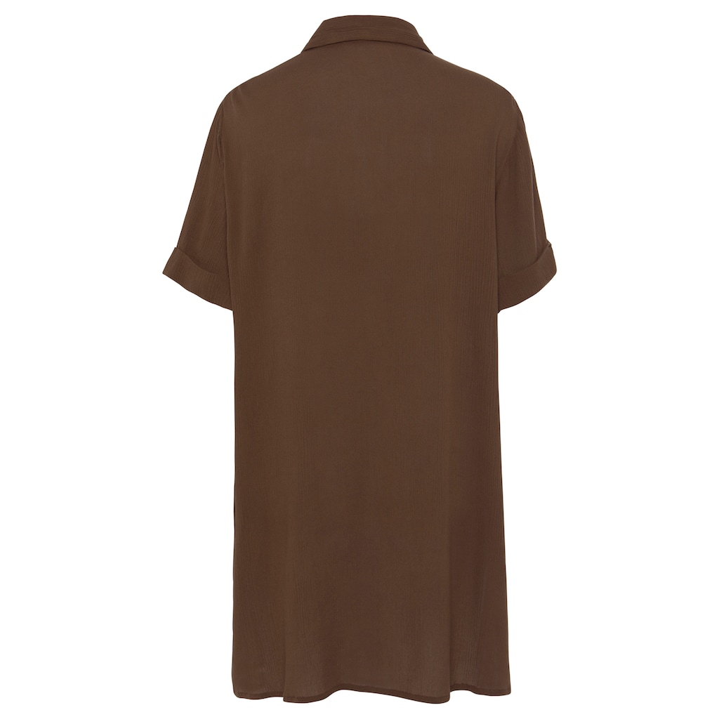LASCANA Longbluse, mit Knopfleiste, Kurzarmbluse, Blusenkleid, sommerlich