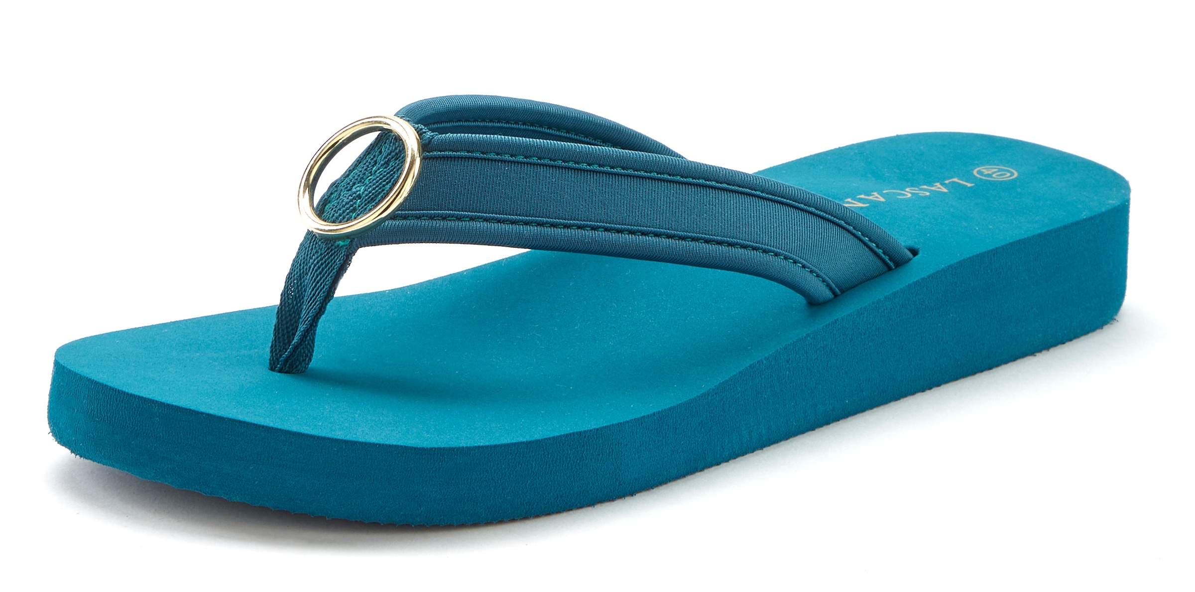 LASCANA Badezehentrenner, Sandale, Pantolette, Badeschuh mit Ringapplikation "Italy" VEGAN
