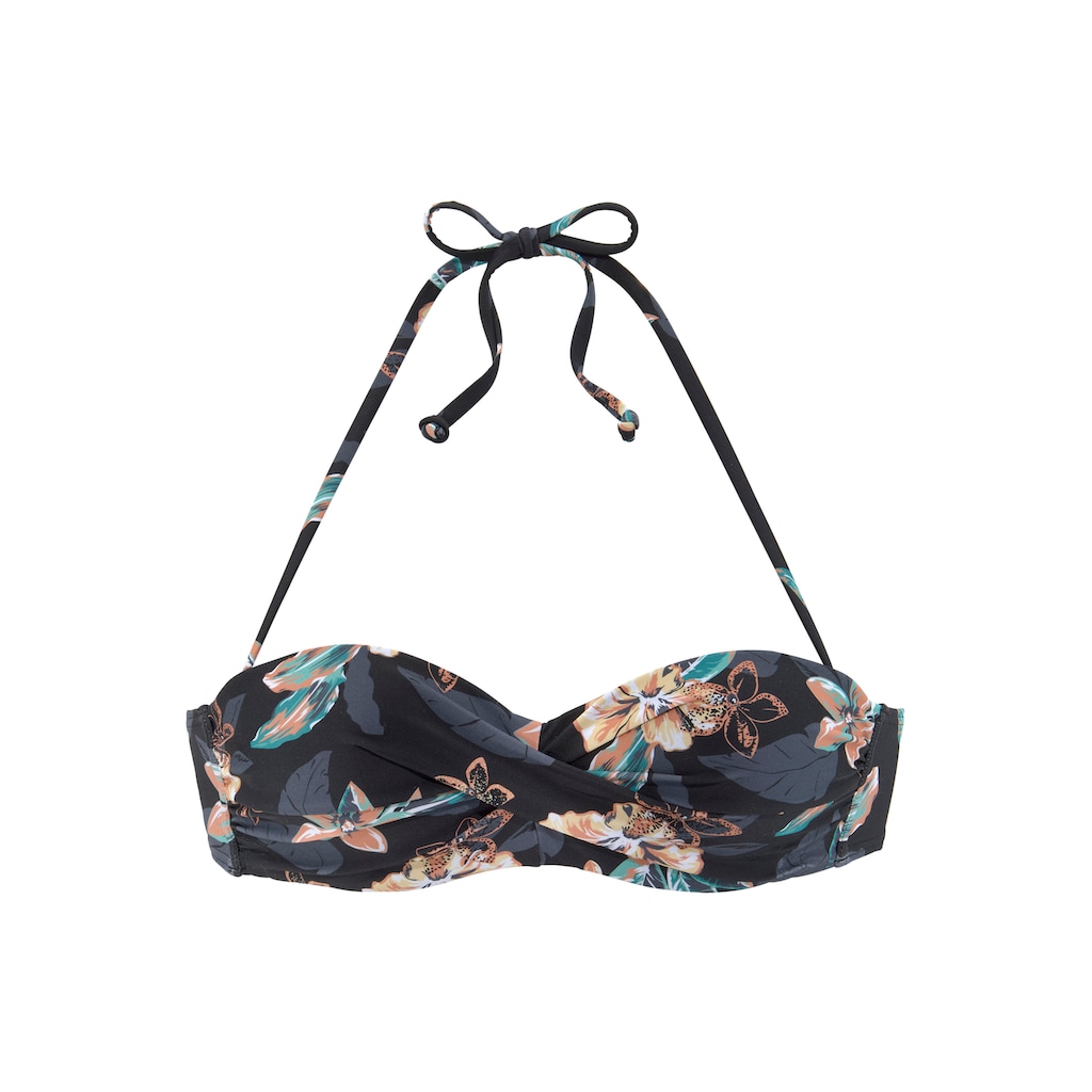 Venice Beach Bügel-Bandeau-Bikini-Top »Lori«, tropischer Hibiskusblütendruck, wattierte Cups, herausnehmbare Kissen