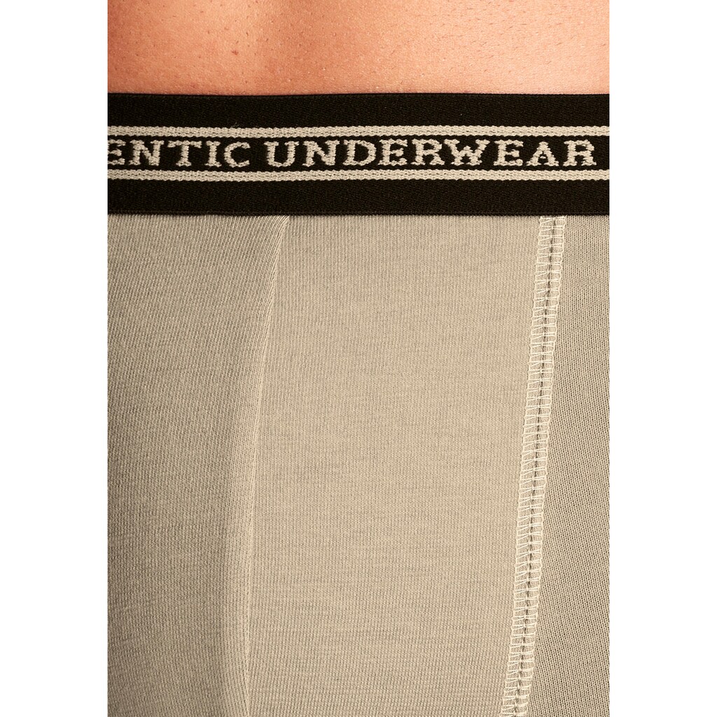 AUTHENTIC UNDERWEAR Boxer »Boxershorts für Herren«, (Packung, 4 St.), schwarzer Webbund mit Logoschriftzug