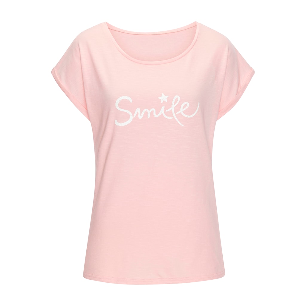 Beachtime T-Shirt »mit Frontdruck "Smile"«, aus weicher Baumwoll-Qualität