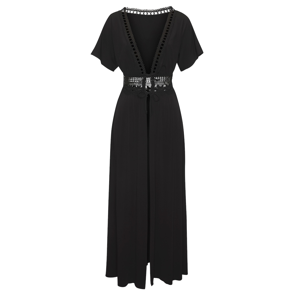 LASCANA Strandkleid, mit Spitzeneinsätzen, bügelfreie Qualität