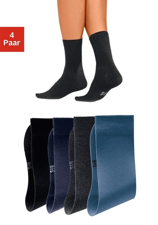 H.I.S Basicsocken Packung, 4 Stk. tlg. mit hohem Baumwollanteil