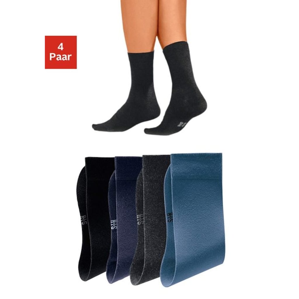 H.I.S Basicsocken, (Packung, 4 Paar), mit hohem Baumwollanteil
