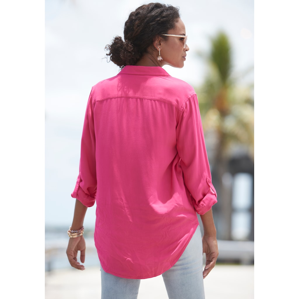 Vivance Hemdbluse, aus softer Lyocellqualität, luftige Damenbluse, casual-chic