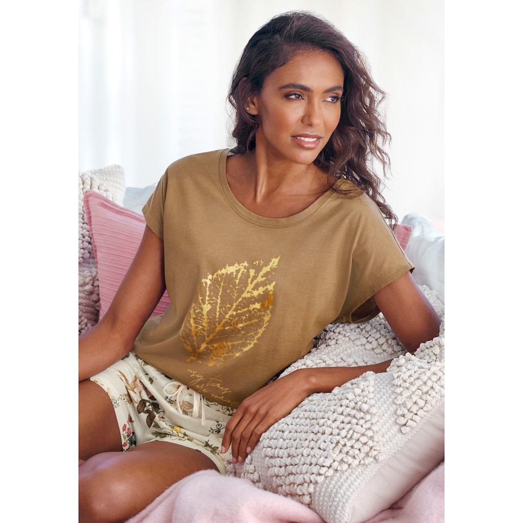 LASCANA Pyjamaoberteil, mit Folienprint