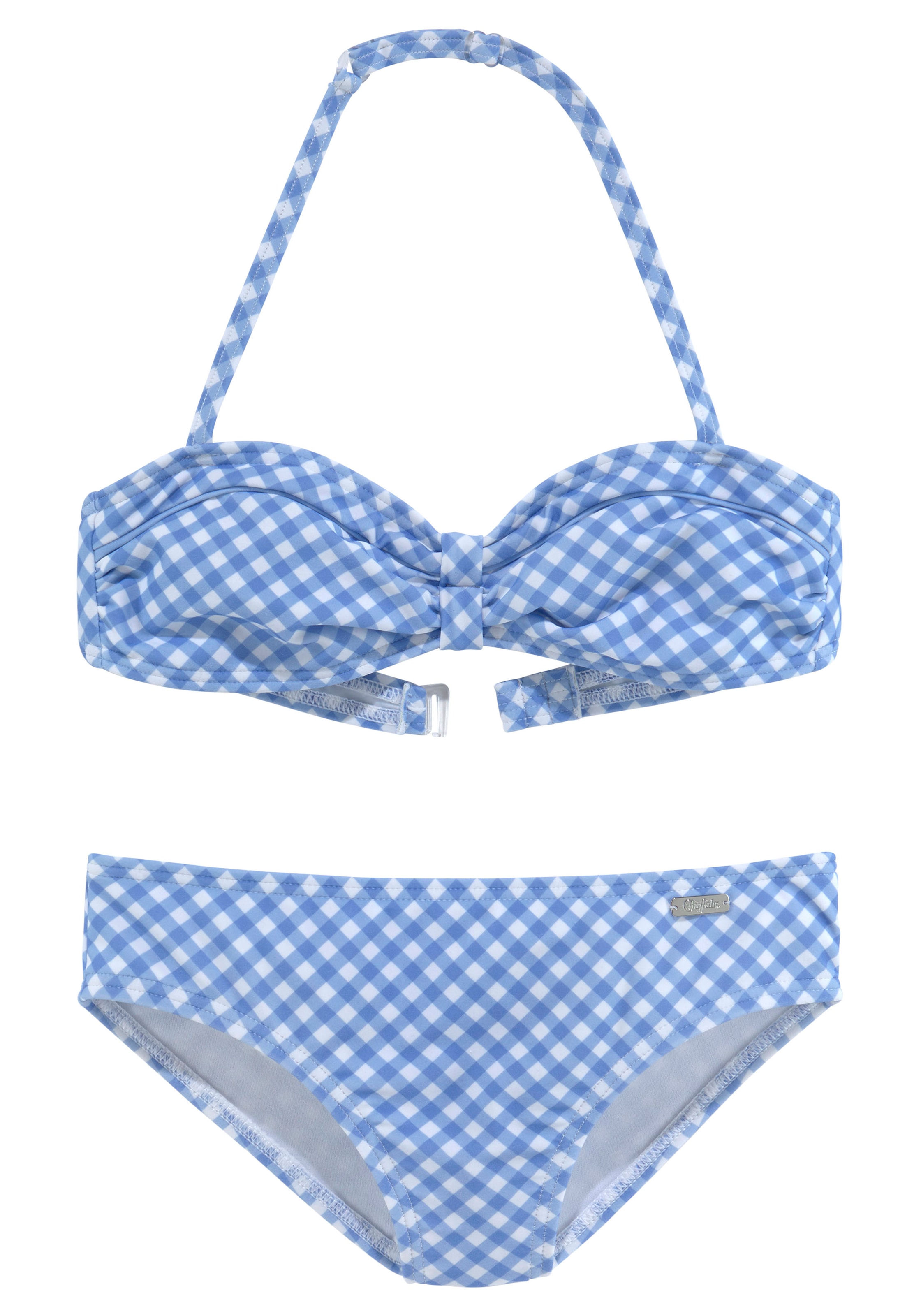 Buffalo Bandeau-Bikini »Karo Kids« mit unifarbenen Details