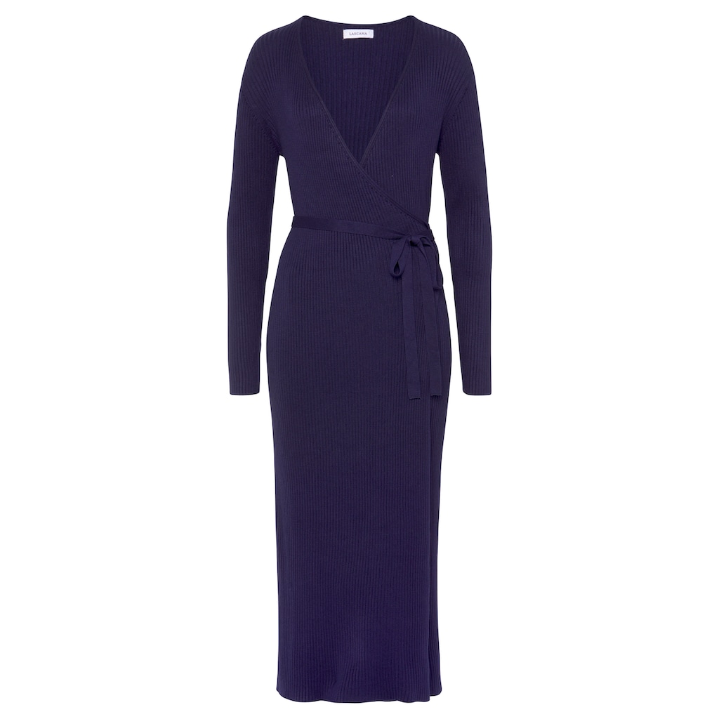 LASCANA Strickkleid, Loungekleid zum wickeln mit Taillengürtel, Loungewear
