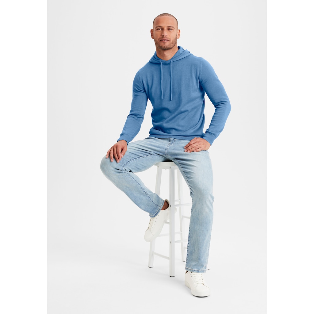 H.I.S Strickpullover »mit Kapuze, Regular Fit,«, Pullover mit Rundhals, Feinstrick, Baumwollmischung