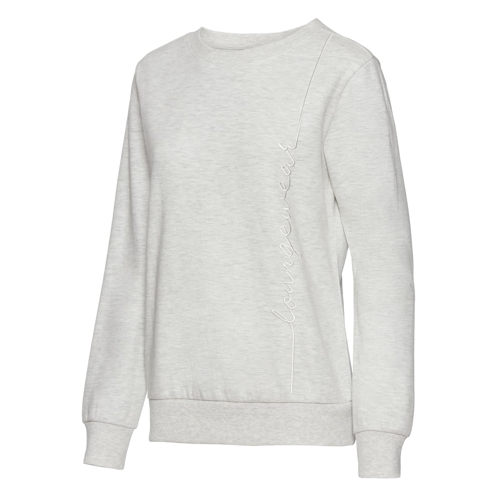 Vivance Longsweatshirt, mit Loungewear Stickerei, Loungeshirt