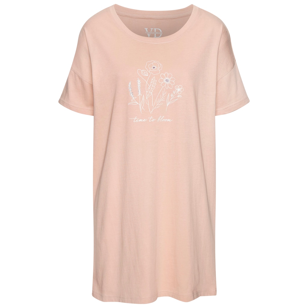 Vivance Dreams Bigshirt, (Set, 2 Stück), mit zart skizziertem Frontdruck