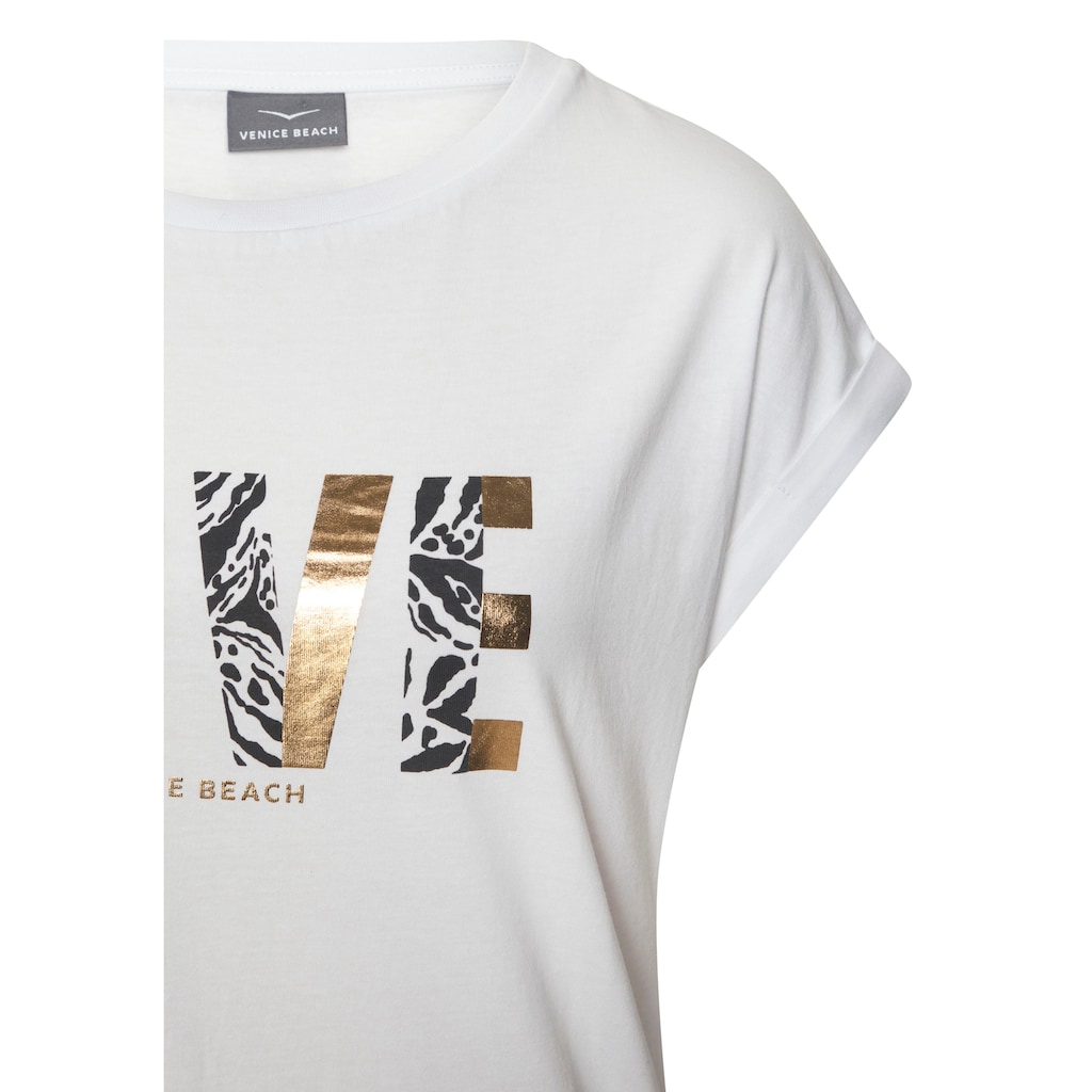 Venice Beach Kurzarmshirt, mit Frontprint, T-Shirt aus Baumwolle, lockere Passform