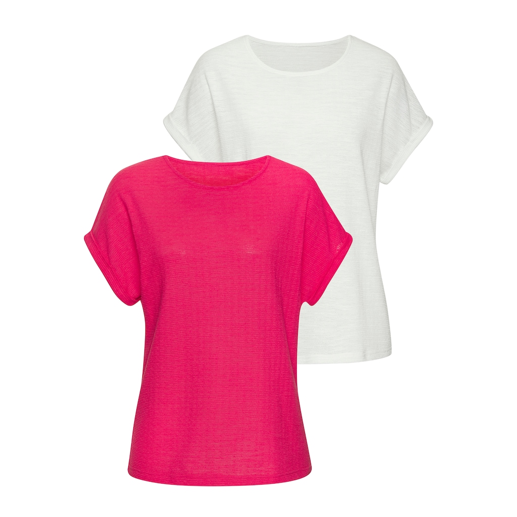 Vivance T-Shirt »aus bügelfreiem Strukturstrick«, (2er-Pack), aus bügelfreiem Strukturstrick und mit recycelten Polyester-Fasern
