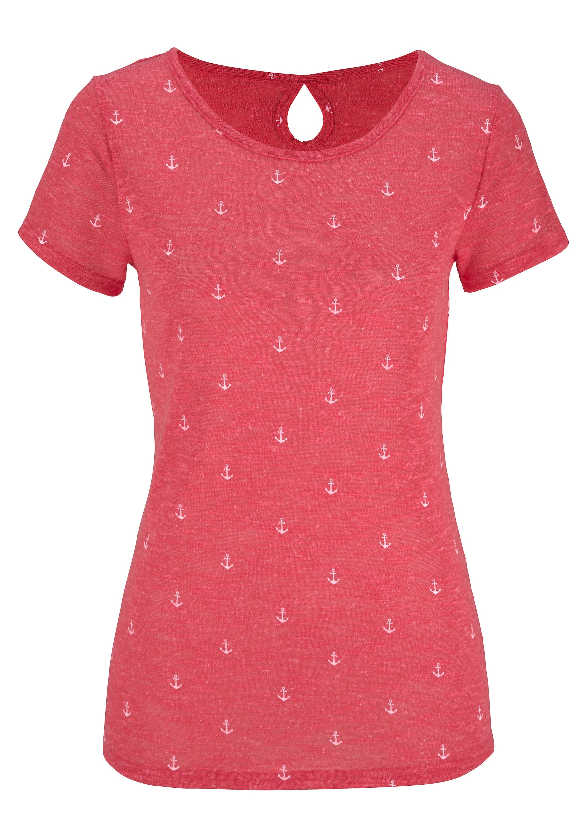 Beachtime T-Shirt, (2er-Pack), mit maritimem Anker-Druck