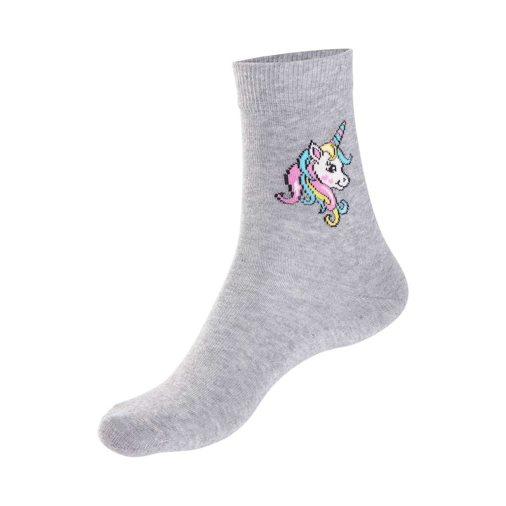 H.I.S Basicsocken, (Packung, 4 Paar), mit Einhorn Motiven