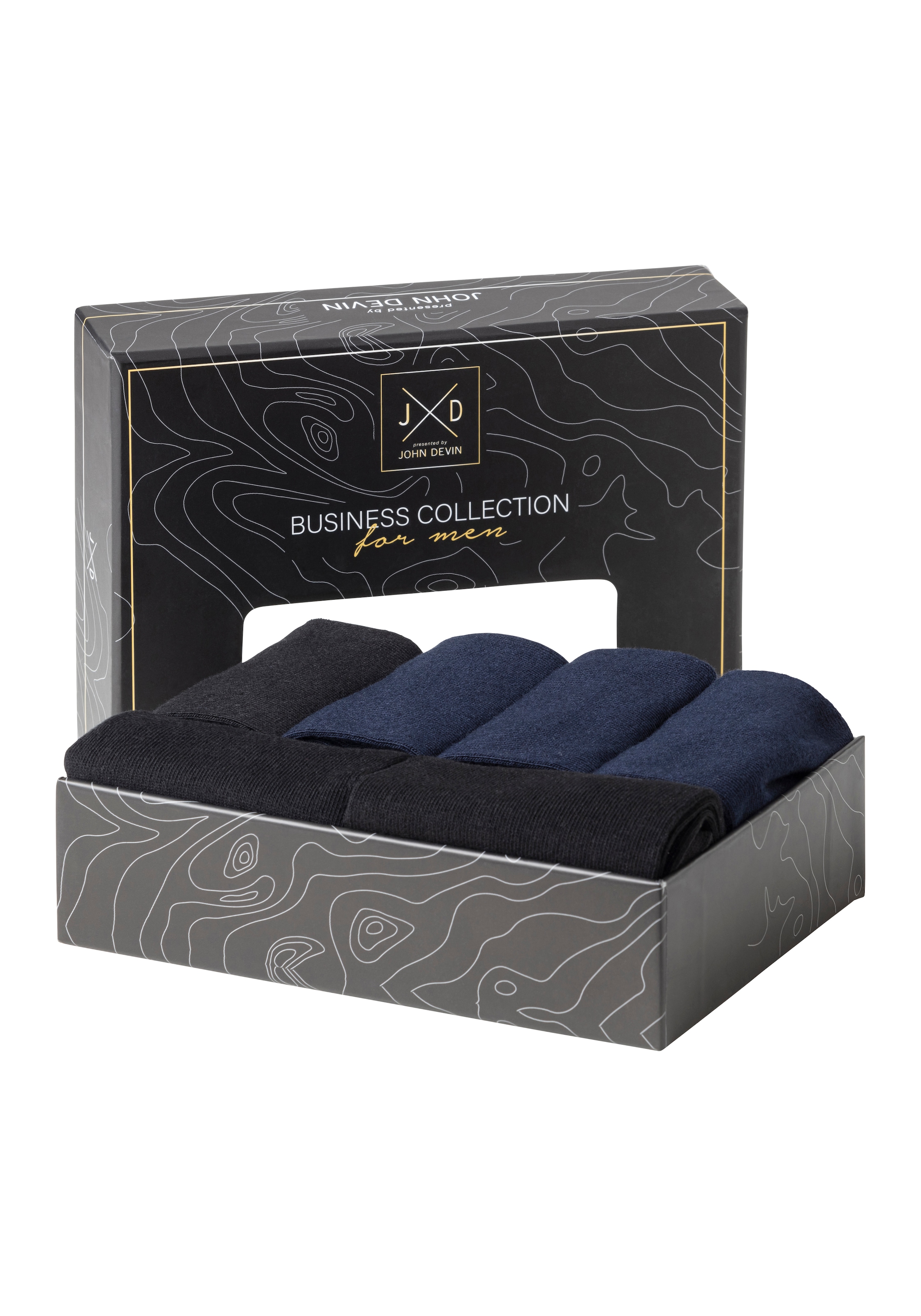 John Devin Chaussettes d'affaires Packung, 6 cuis tlg. lange Form, wertig in Box verpackt
