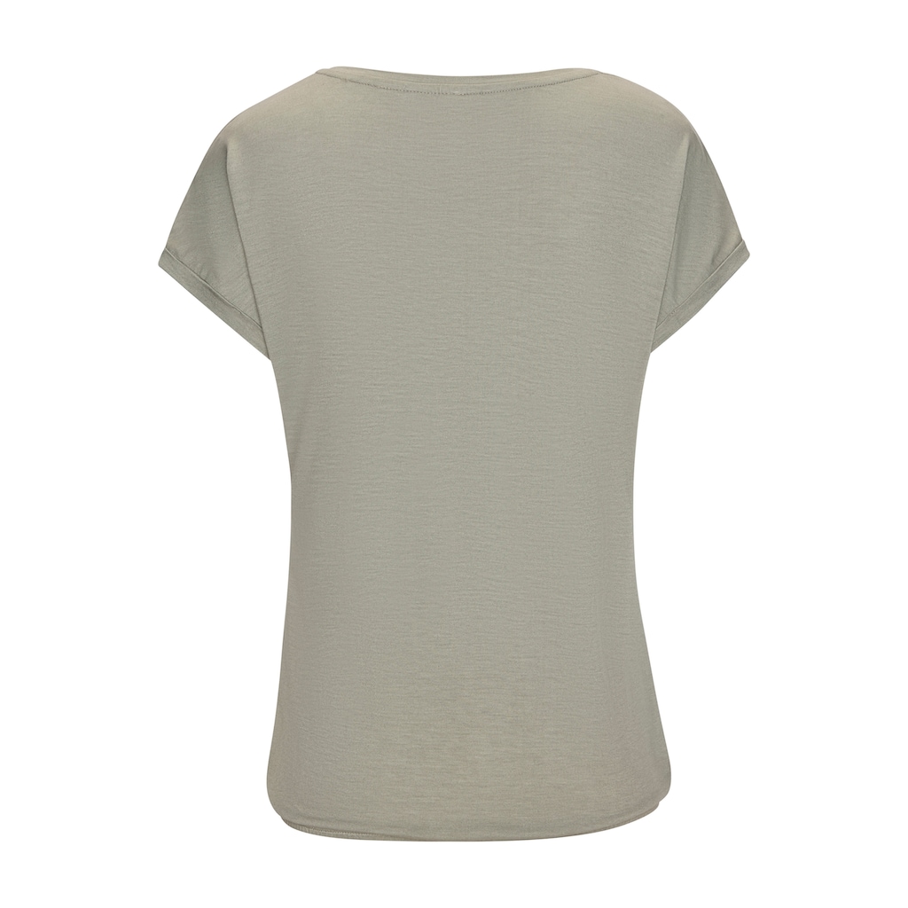 LASCANA Kurzarmshirt »mit schimmerndem Blumenprint«, aus elastischer Viskose-Qualität