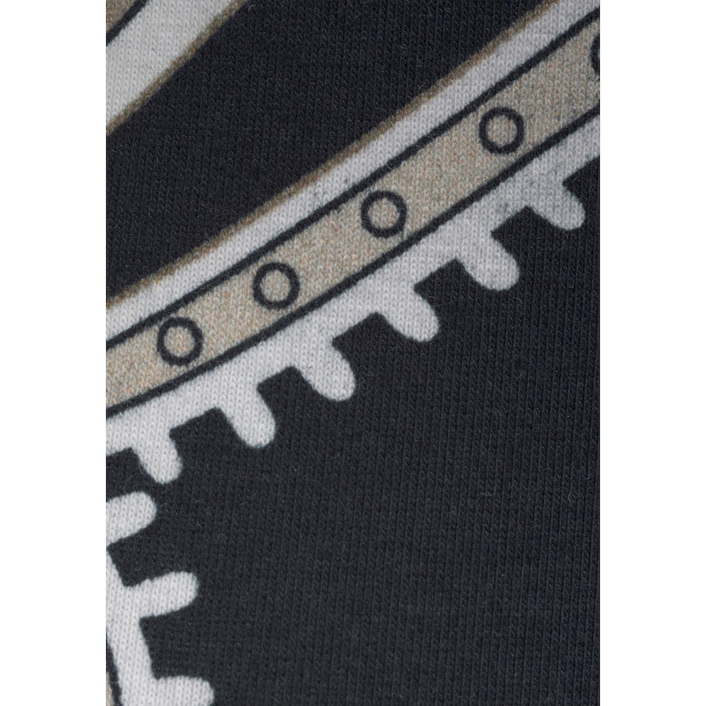 LASCANA Caprileggings, mit Zierbändern am Beinabschluss, Allover-Druck, 3/4-Länge