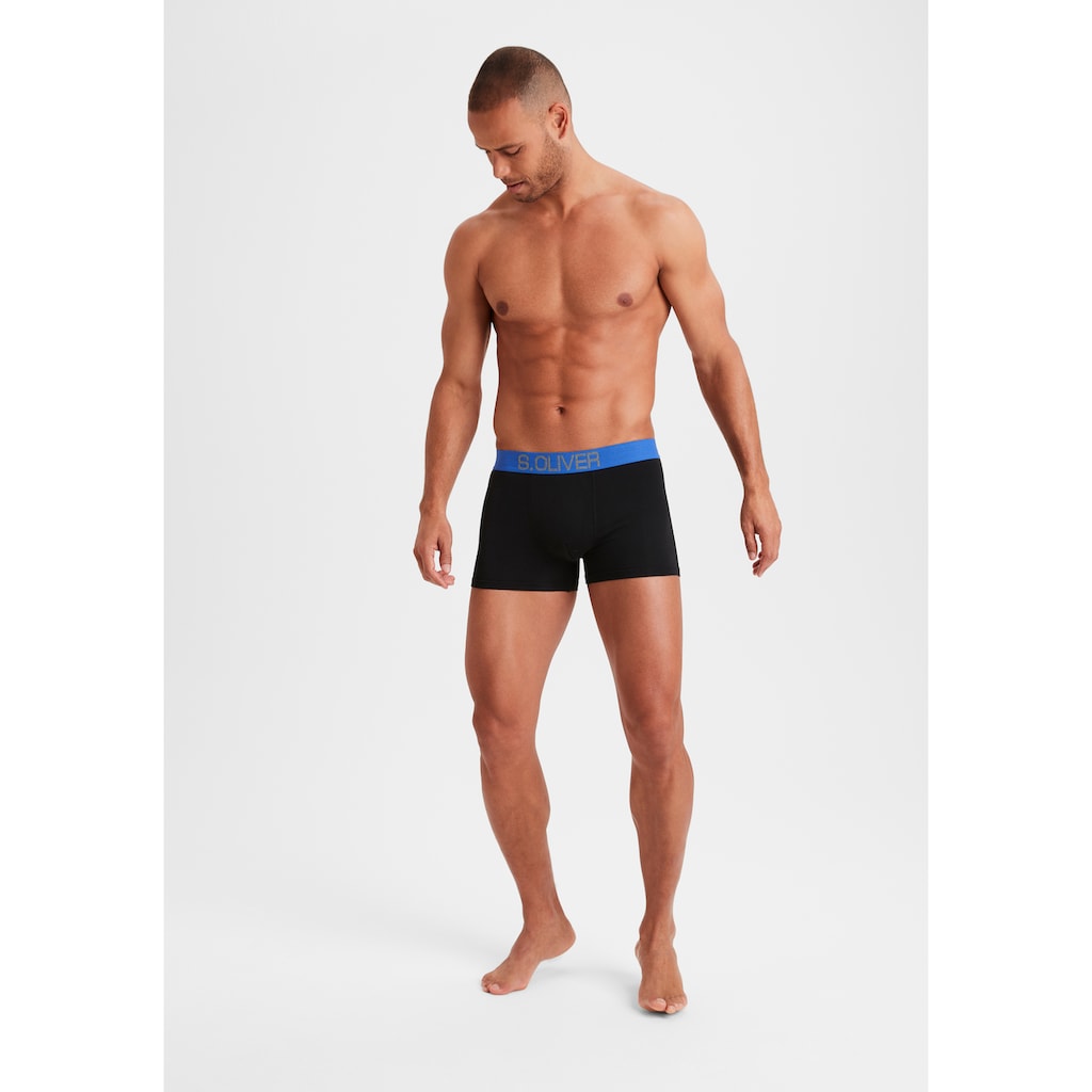 s.Oliver Boxer »Boxershorts für Herren«, (Packung, 4 St.), mit kontrastfarbenem Webbund