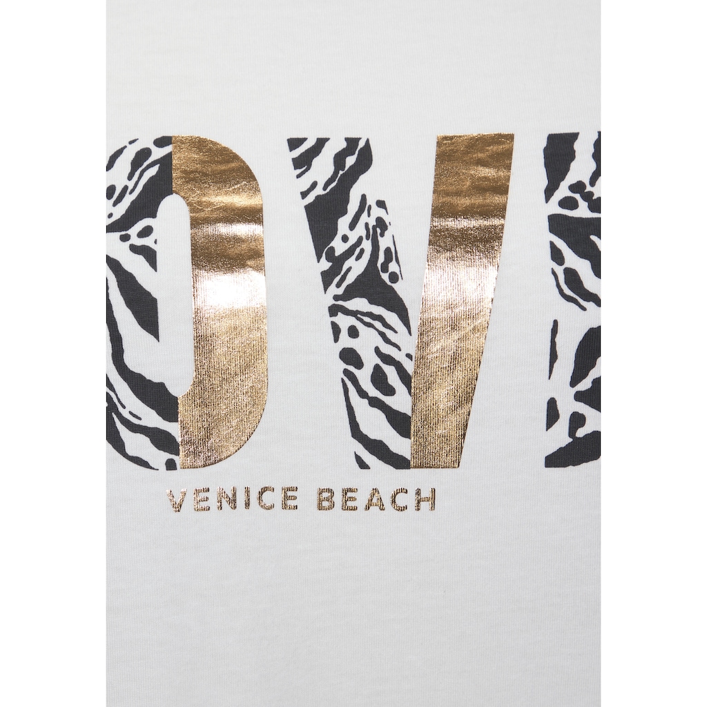 Venice Beach Kurzarmshirt, mit Frontprint, T-Shirt aus Baumwolle, lockere Passform