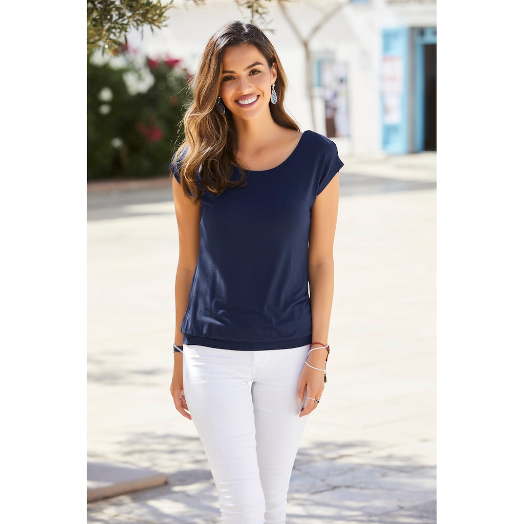 LASCANA Longshirt »mit breitem Bund«, aus weichem Viskose-Stretch