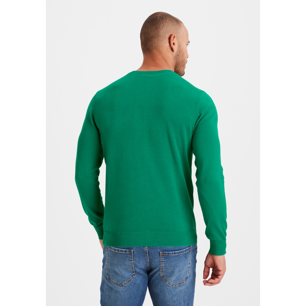 H.I.S Strickpullover, mit V-Ausschnitt, Pullover aus Feinstrick, Baumwollmischung