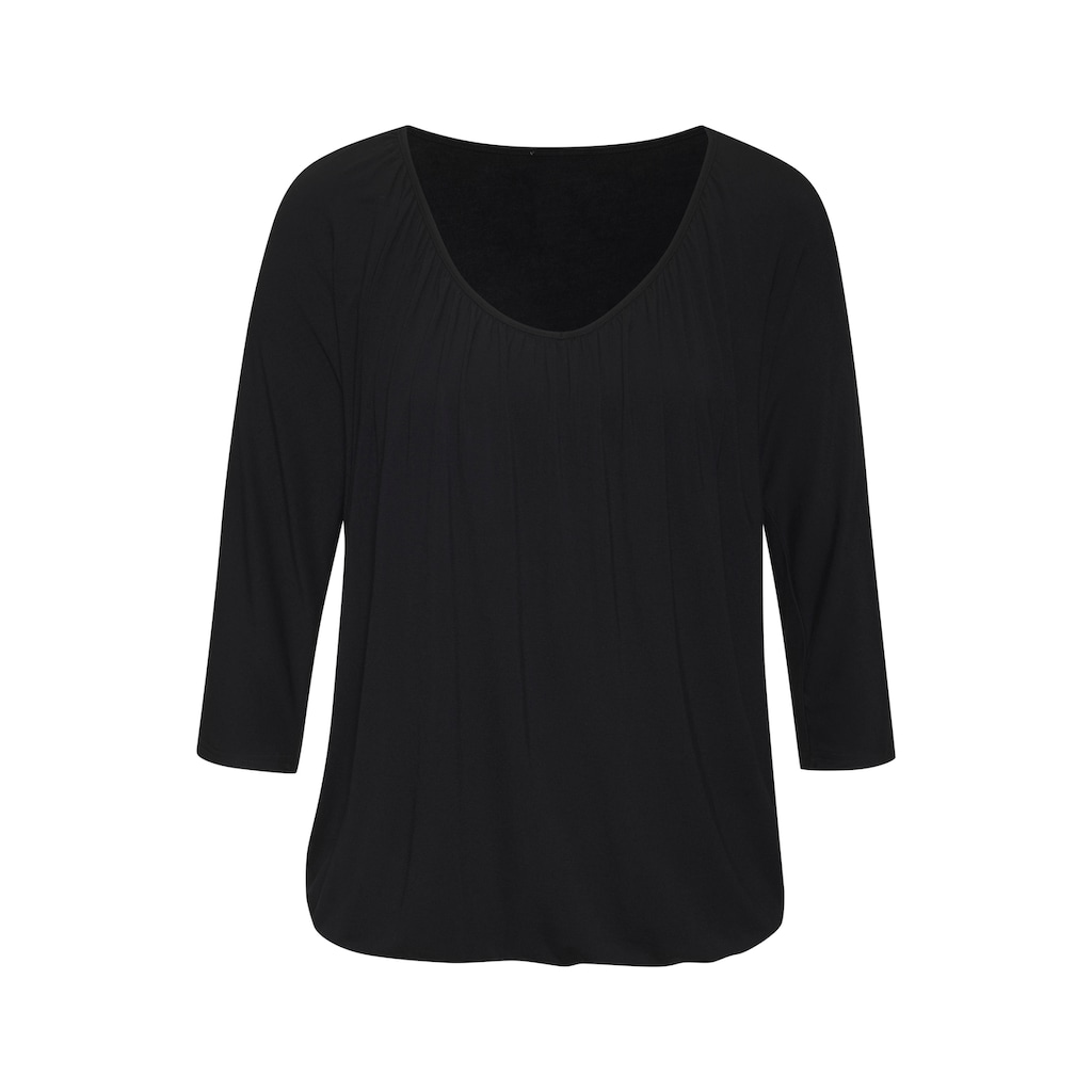 LASCANA 3/4-Arm-Shirt »mit zarter Raffung am Ausschnitt«, (2er-Pack), aus weichem Viskose-Stretch