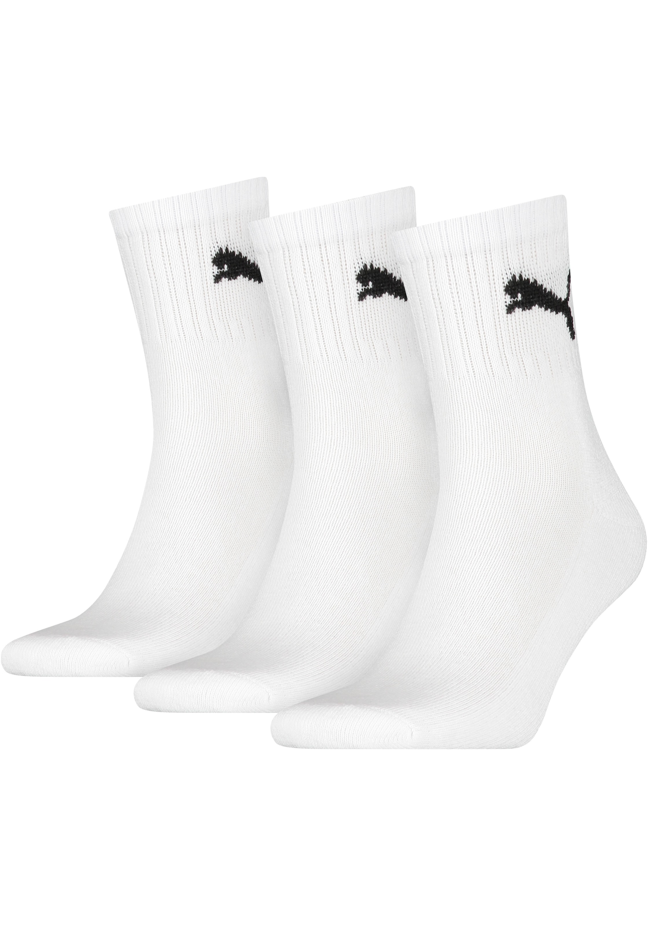 PUMA Sportsocken »short crew« 3 Stk. tlg. gepolsterte Frottee-Sohle, atmungsaktiv