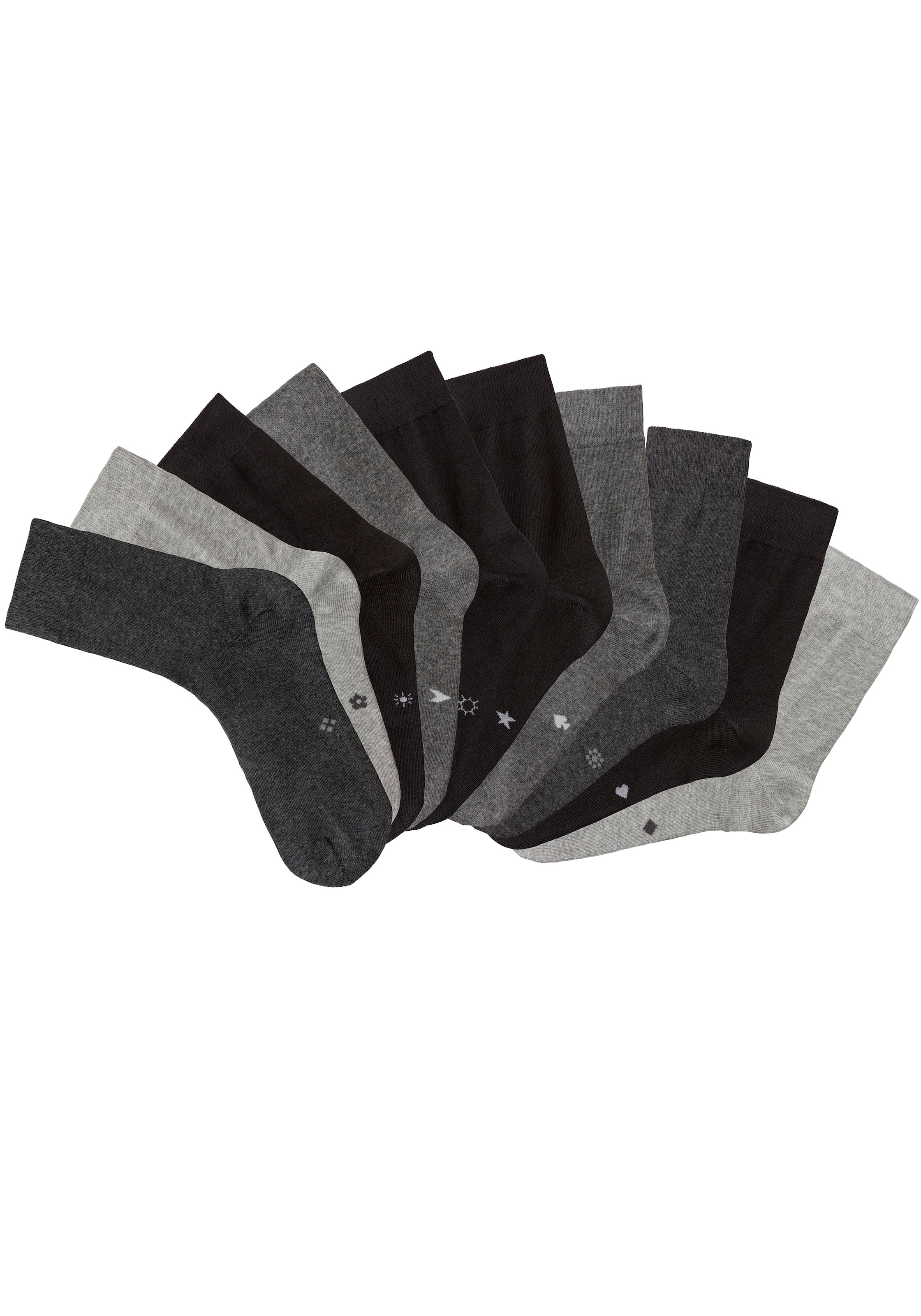 H.I.S Basicsocken Packung, 10 Stk. tlg. mit eingestrickten Symbolen