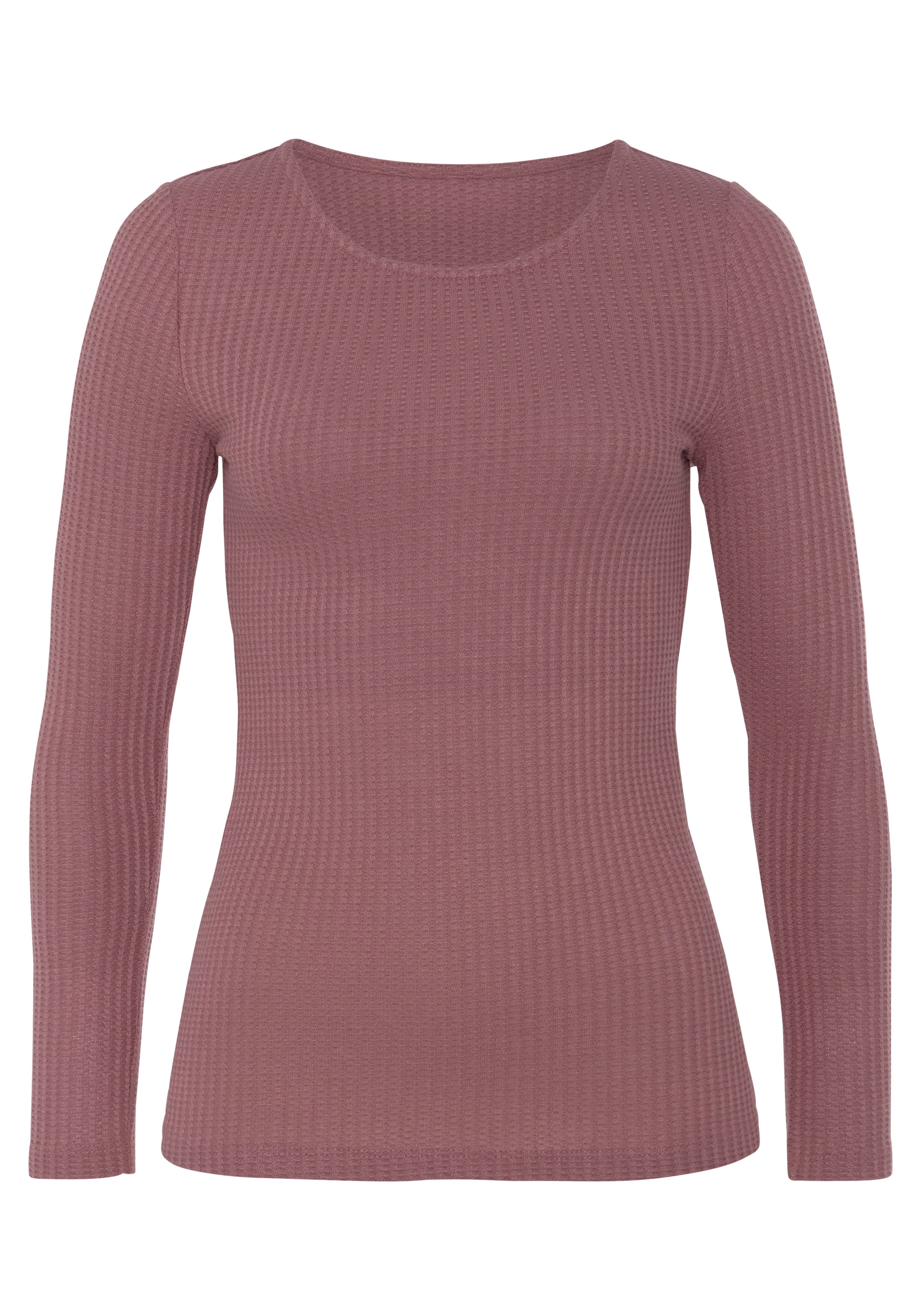 LASCANA Langarmshirt »in modischer Piqué-Optik«, aus pflegeleichter Qualität mit Viskose