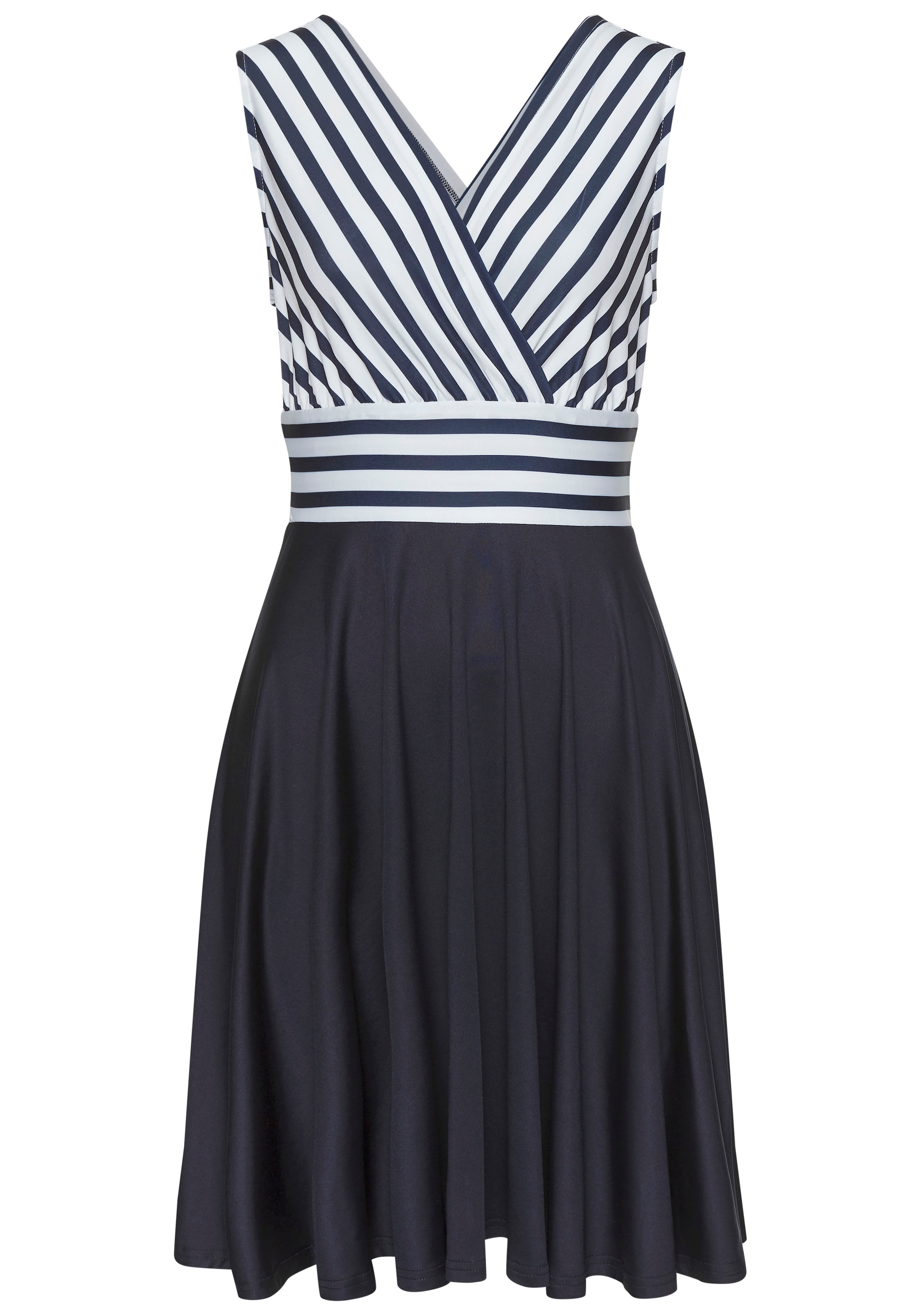 LASCANA Sommerkleid, in Wickeloptik, Strandkleid, maritim
