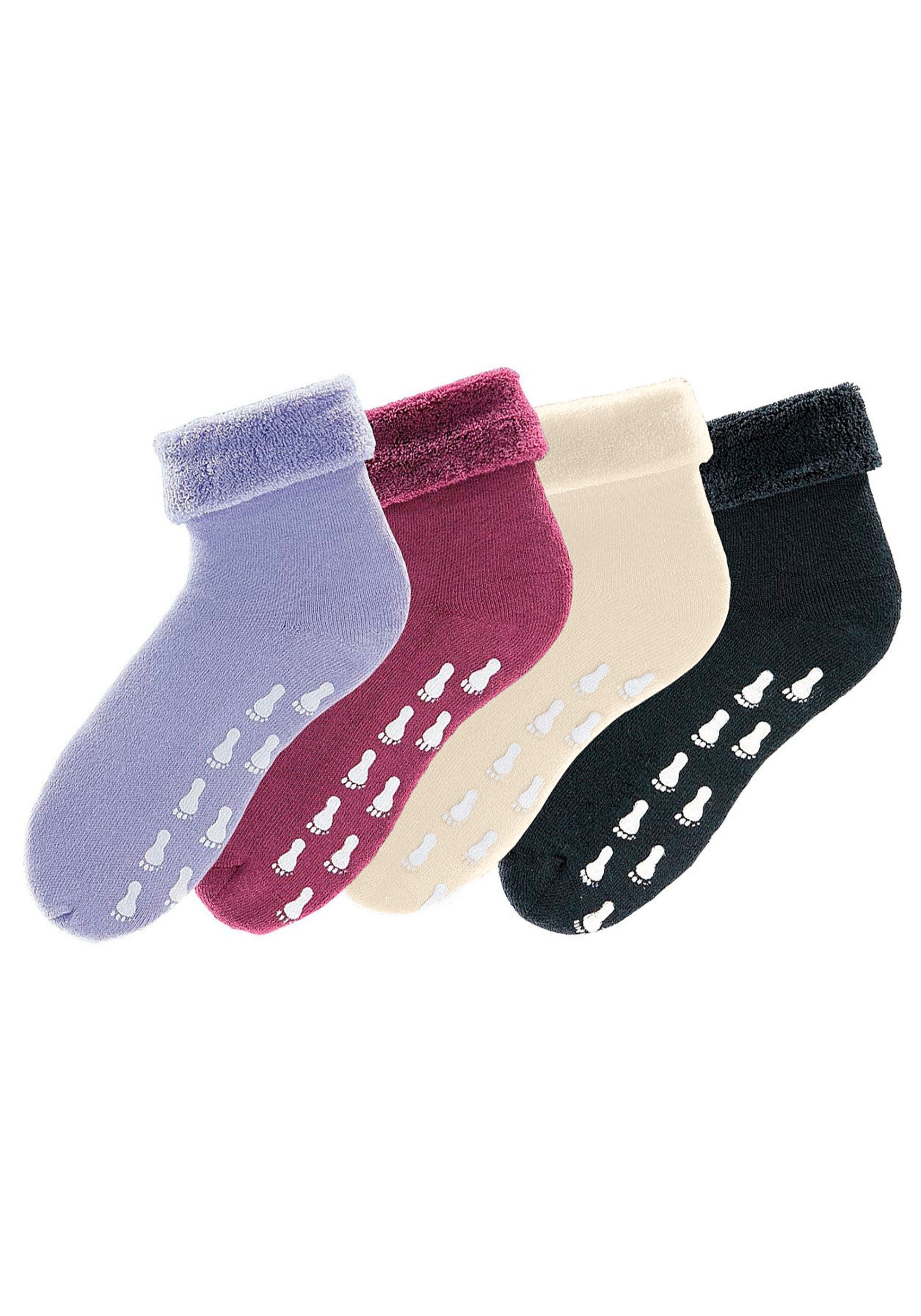 Go in ABS-Socken Packung, 4 Stk. tlg. mit Antirutschsohle und Vollfrottee
