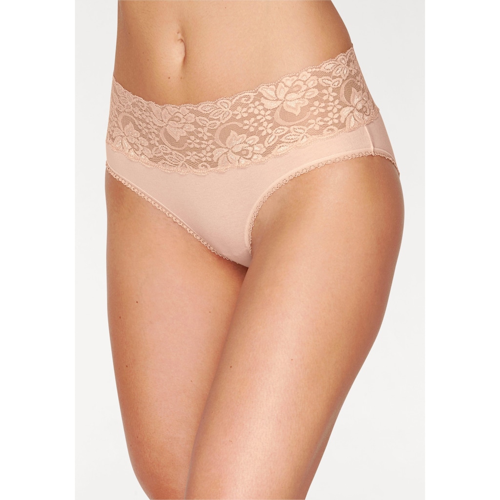 Vivance Slip, (3er-Pack), aus elastischer Baumwolle mit floraler Spitze