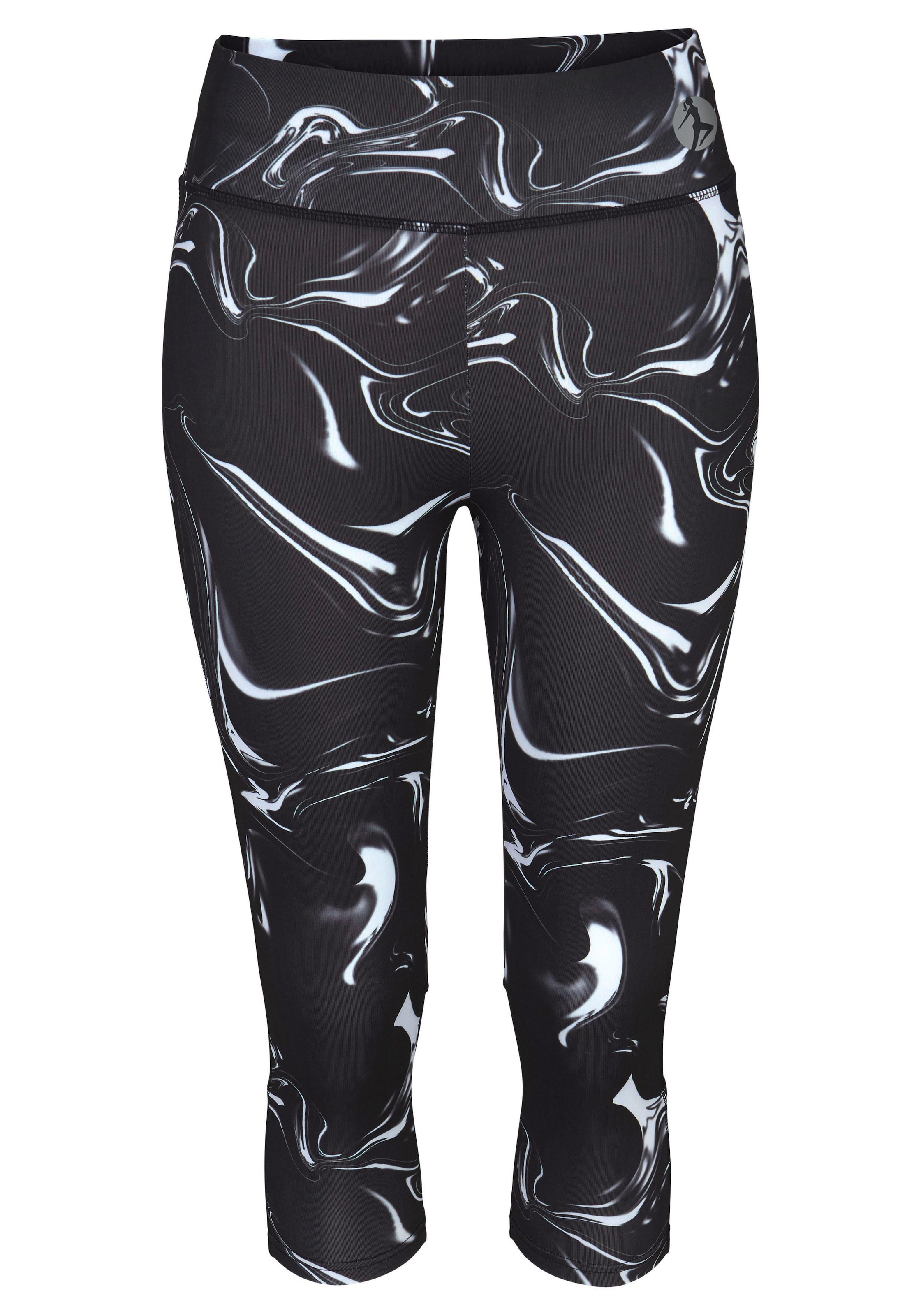 LASCANA ACTIVE Caprileggings »Black Marble«, Sporthose mit breitem Bund