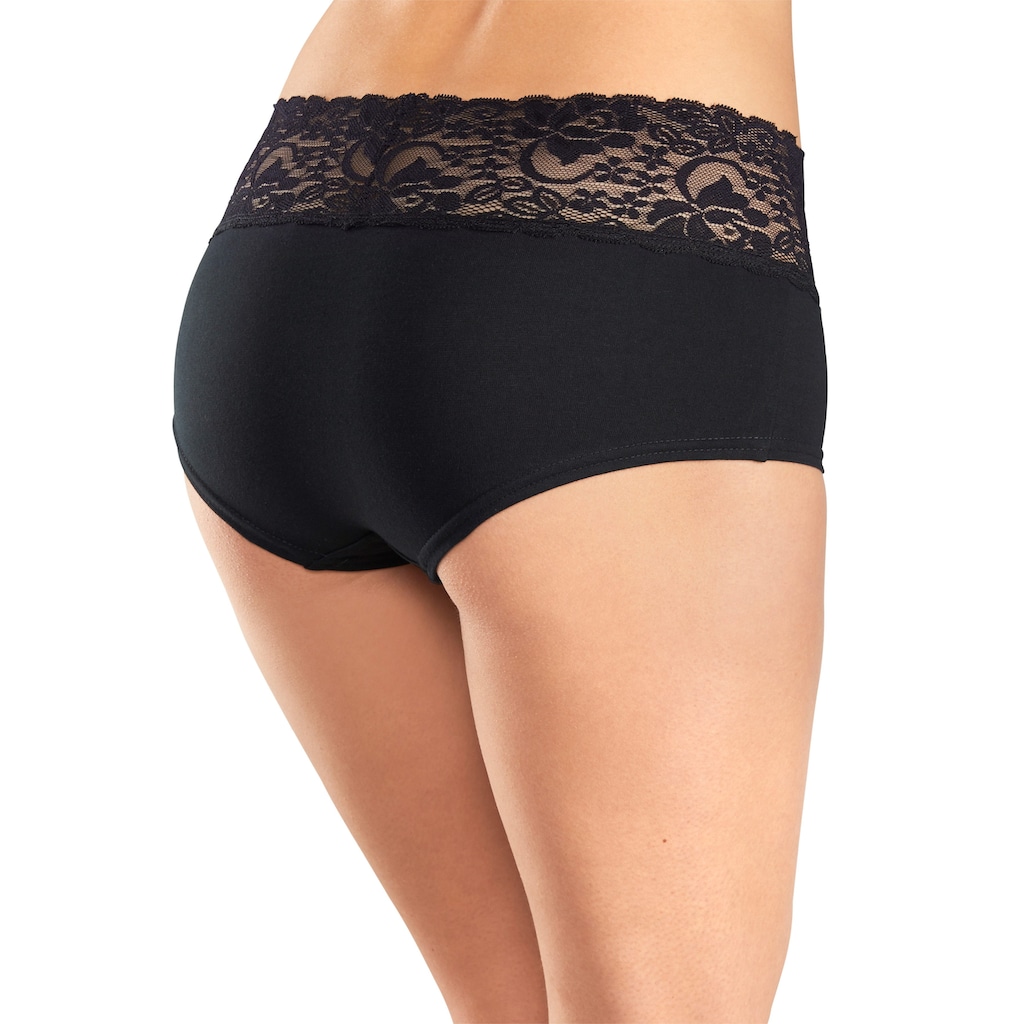 Vivance Panty, (3er-Pack), aus elastischer Baumwolle mit floraler Spitze
