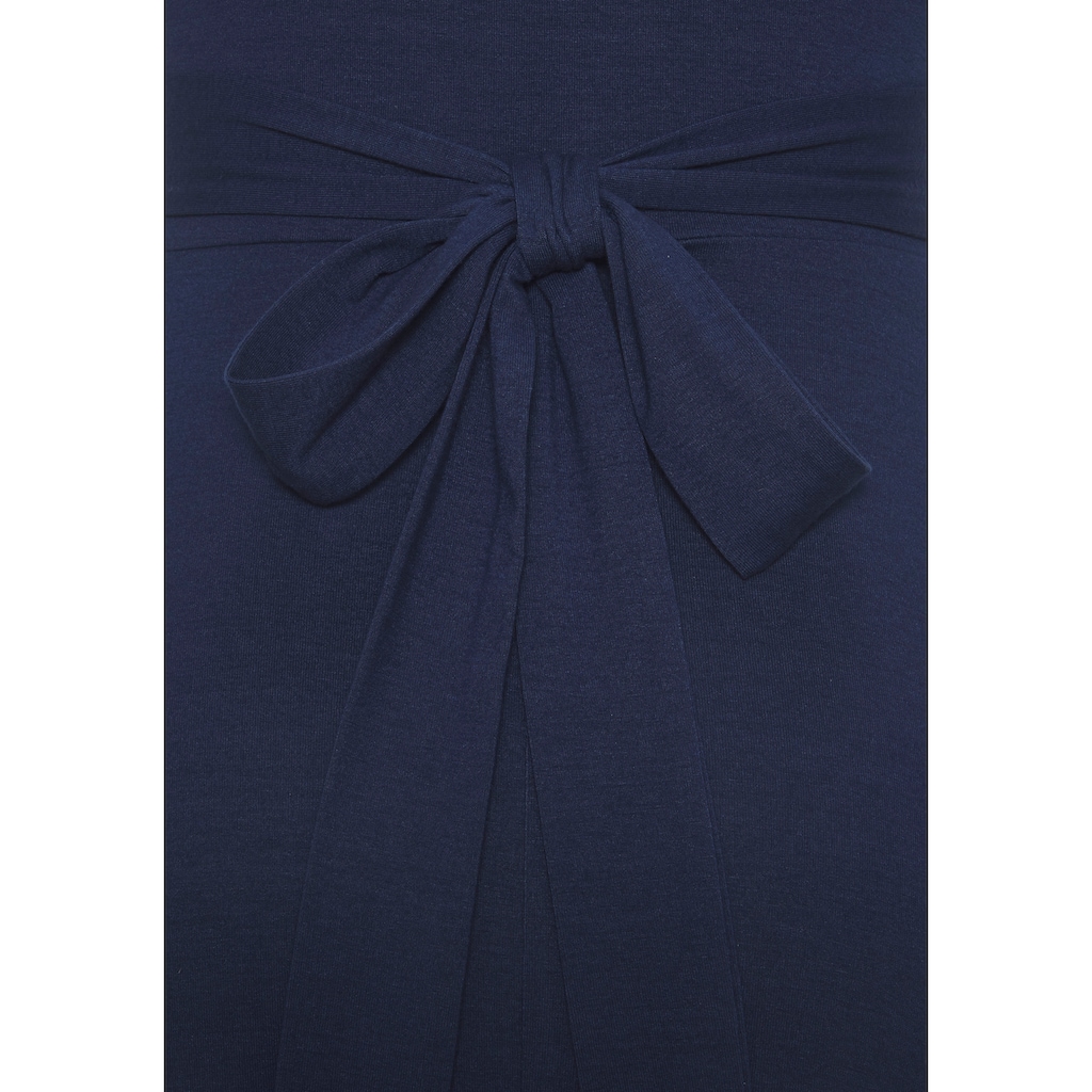 Beachtime Sommerkleid, mit Zipfelsaum und Schleife, Jerseykleid, asymmetrisches Rockteil