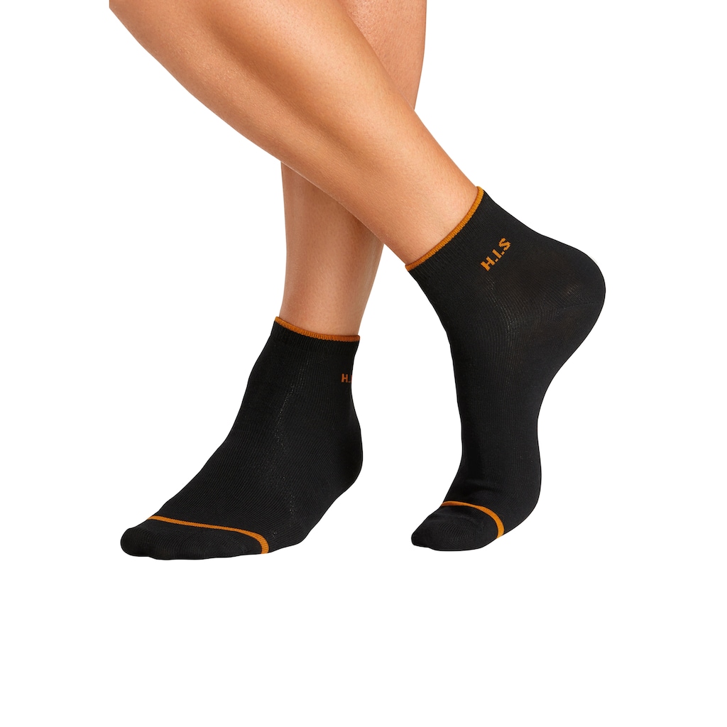 H.I.S Kurzsocken, (Packung, 7 Paar), mit farbigen Bündchen