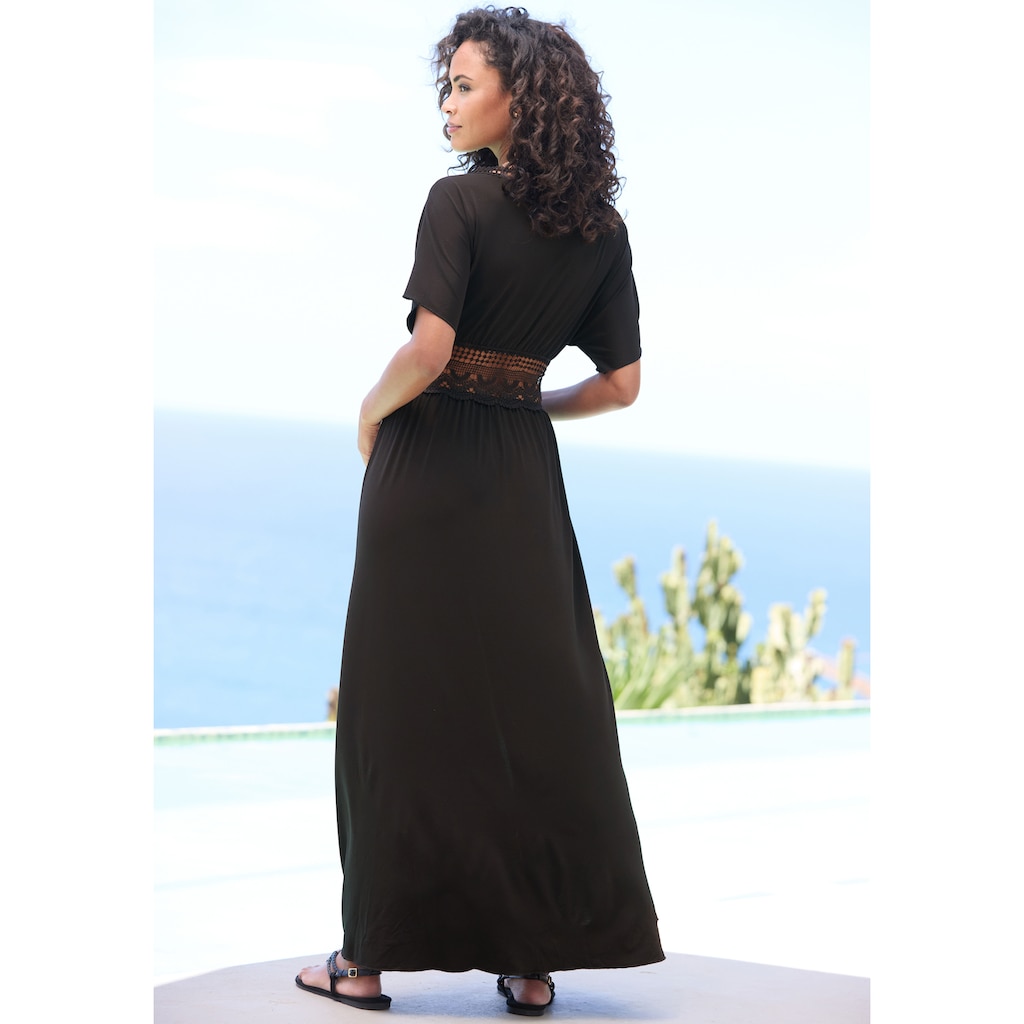 LASCANA Strandkleid, mit Spitzeneinsätzen, bügelfreie Qualität
