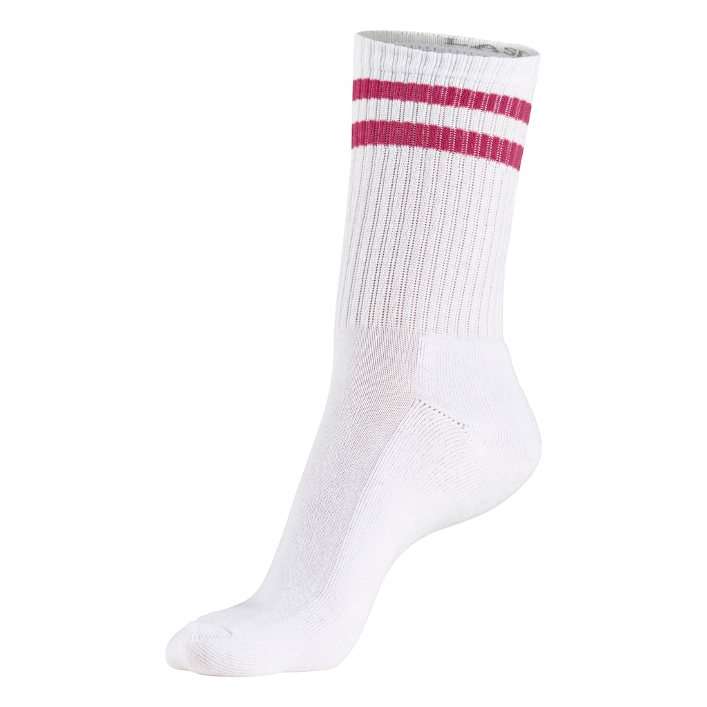 LASCANA Tennissocken, (Packung, 3 Paar), mit farbigen Ringeln am Bündchen
