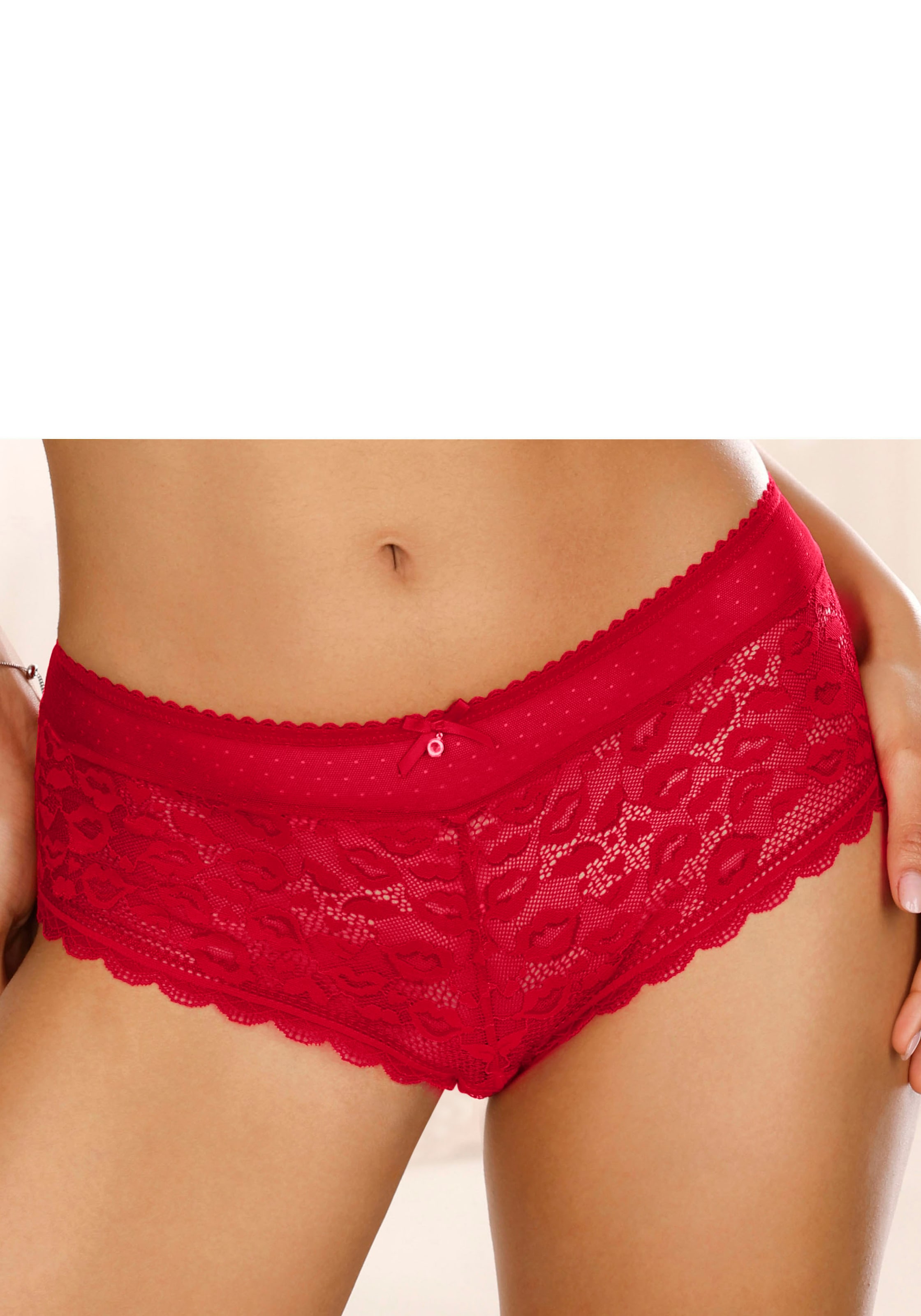 Vivance Panty, aus Spitze in Kussmund-Optik und weichem Mesh-Material