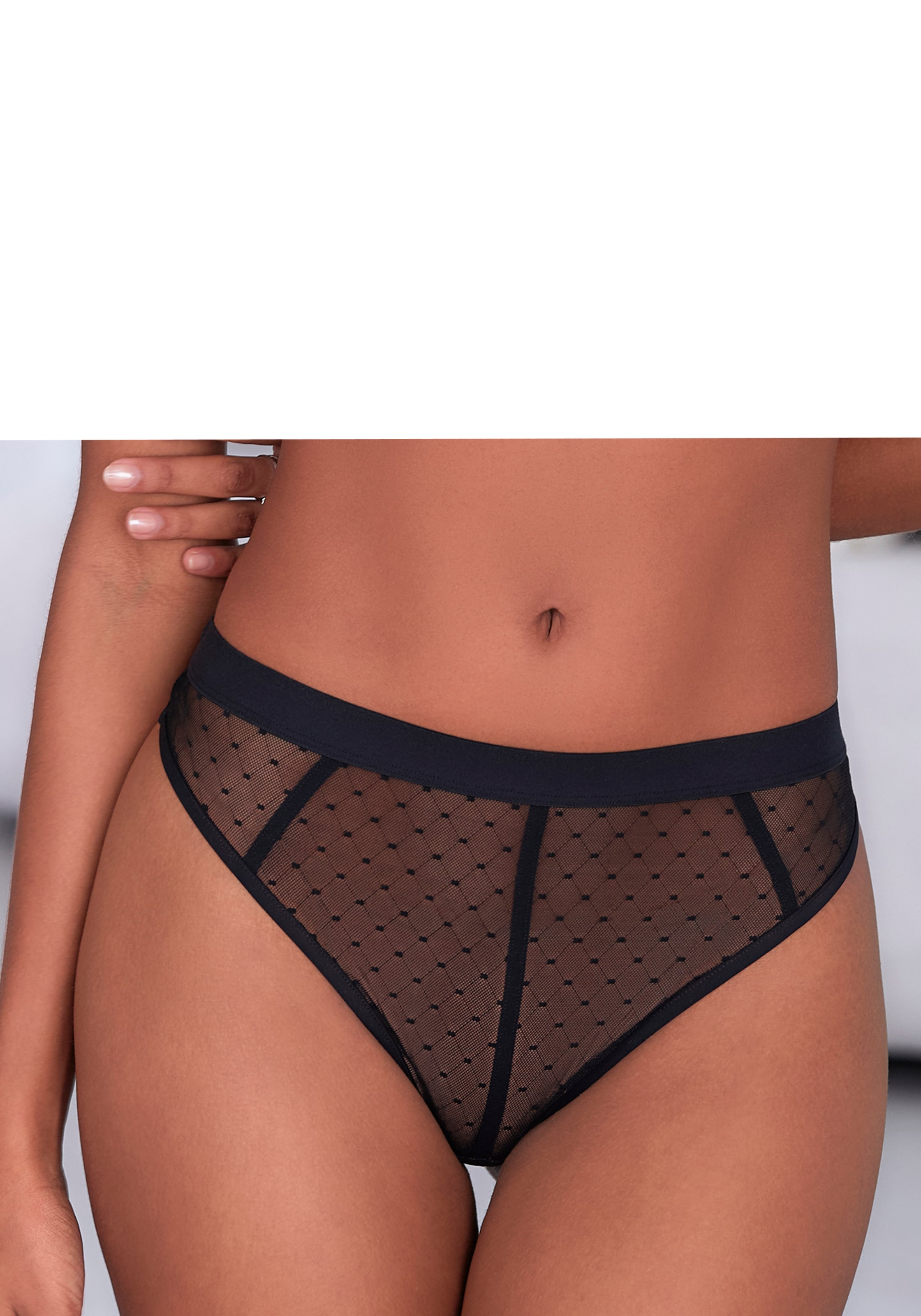 Vivance String »Ava« aus transparentem Mesh in Pünktchen-Optik, transparente Unterwäsche