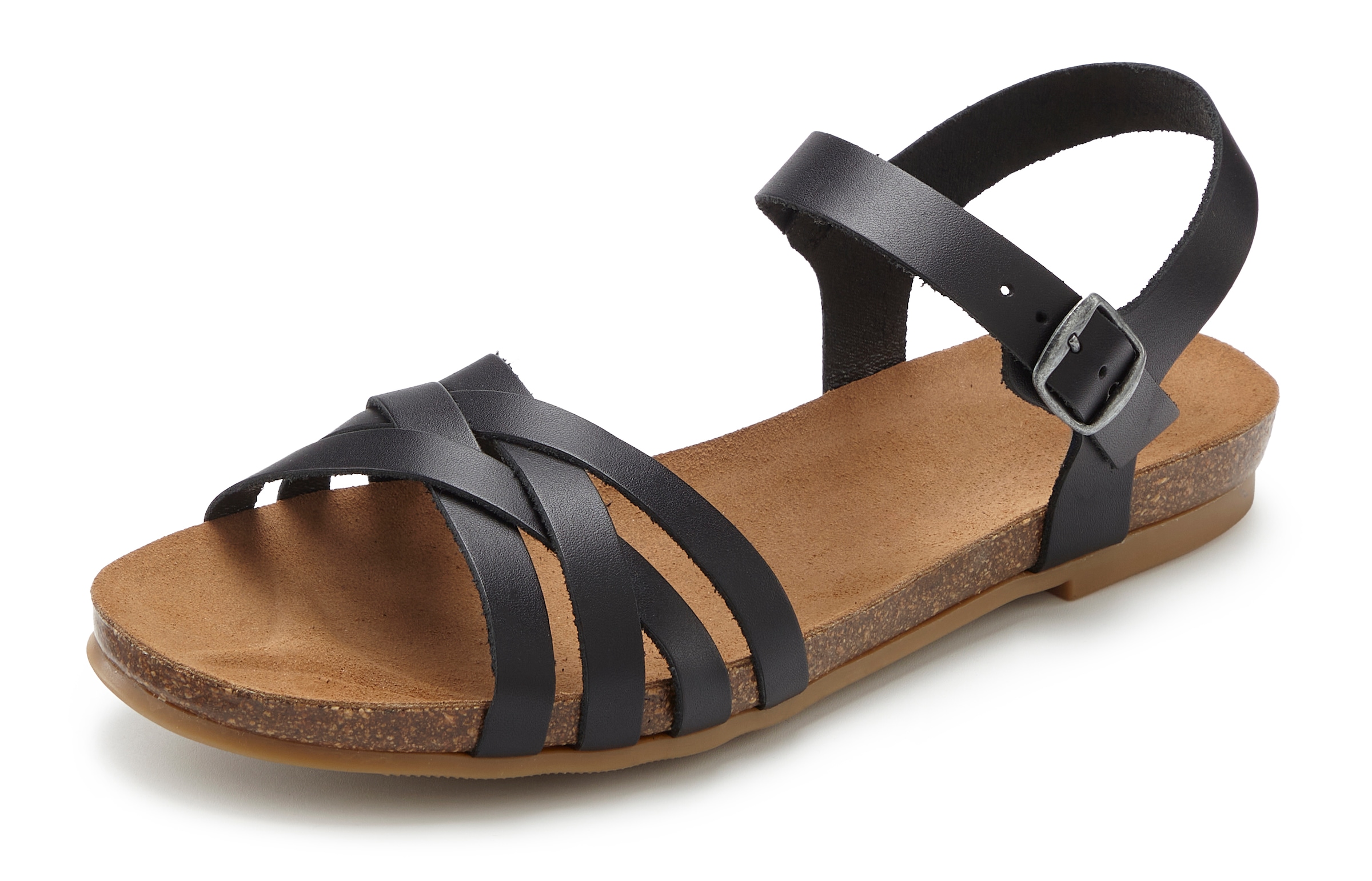 LASCANA Sandale »Sandalette, Sommerschuh,«  offene Schuhspitze, verstellbarer Schnallenverschluss, Riemchen