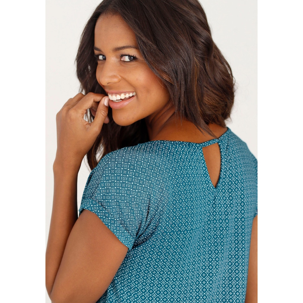 LASCANA Kurzarmshirt »mit modischem Cut-Out«, (2er-Pack), aus weichem Viskose-Stretch
