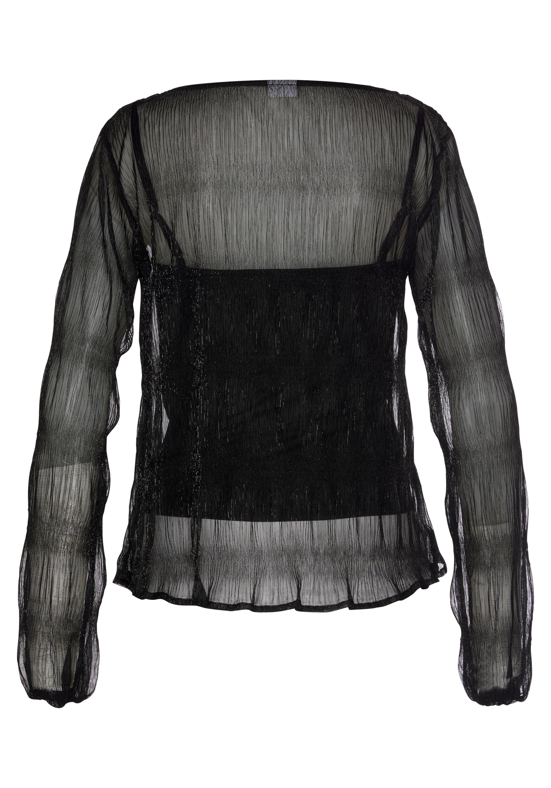 LASCANA Langarmbluse, (Set, mit Top), in transparentem Metallic-Look
